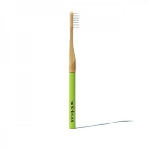 Cepillo dental de bambú con cabezal renovable color verde