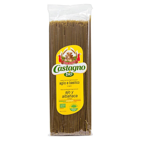 Espaguetis capellini de albahaca y ajo Bio 500gr.