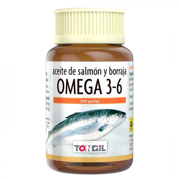 Omega 3-6 aceite de salmón y borraja 100 perlas