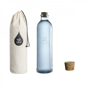 Botella de vidrio reciclado Om Water Gratitude 1,2L con tapón de corcho
