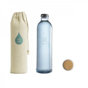 Botella de vidrio reciclado Om Water Gratitude 1,2L con tapón hermético