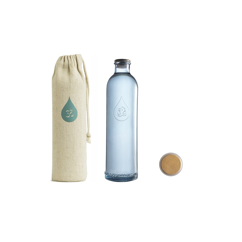 Botella de vidrio reciclado Om Water Gratitude 1,2L con tapón hermético -  Herbolarios Dimam Online