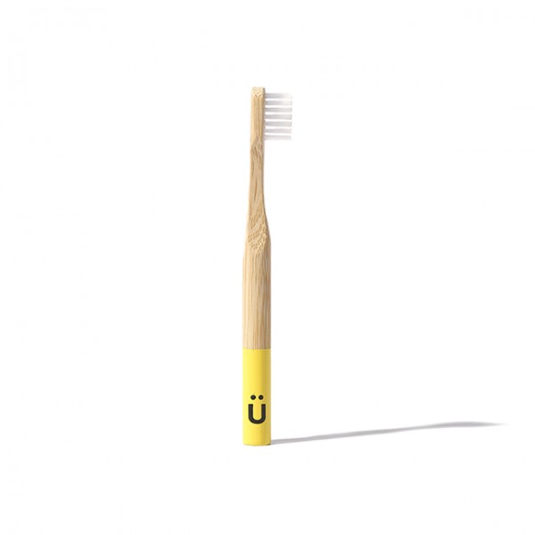 Cepillo dental infantil de bambú color amarillo