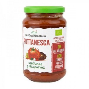 Salsa de tomate puttanesca con olivas y alcaparras bio 350ml