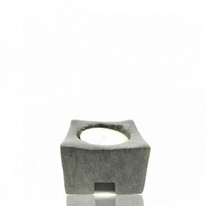 Porta vela piedra gris bajo pequeño