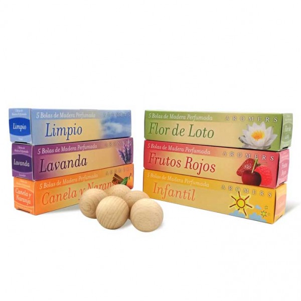 Bolas de madera perfumada con aroma a Limpio
