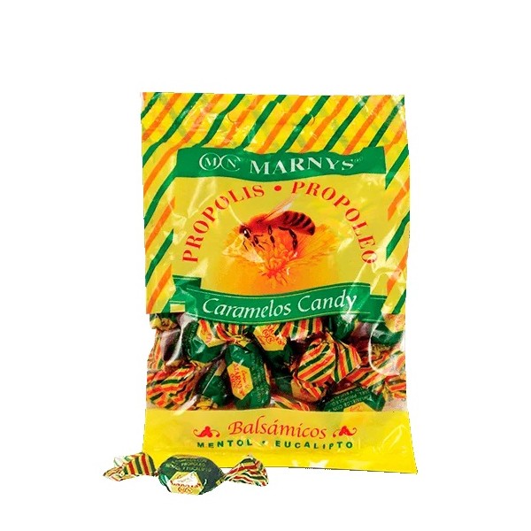 Caramelos de propóleo con miel, mentol y eucalipto bolsa 60 gr.