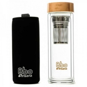 Infusionador de doble pared de Borosilicato con tapón de bambú 400ml