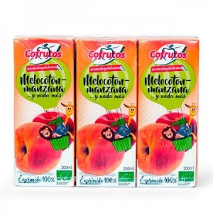 Zumo de Manzana y Melocotón Exprimido 100% Minibrik BIO 200 ml
