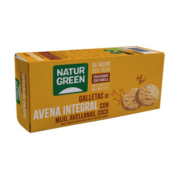 Cookies de avena integral con mijo, avellanas y coco 140g