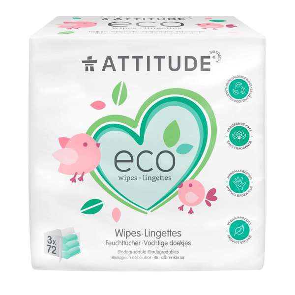 TOALLITAS BEBE 100% BIODEGRADABLES PACK 3 x 72 UDS.