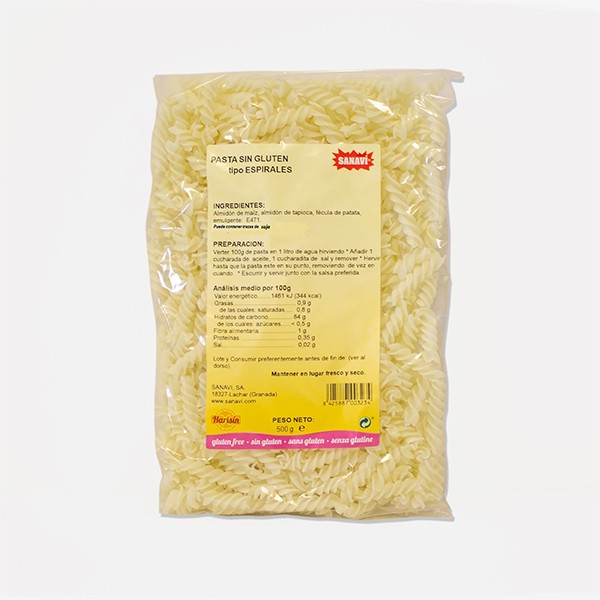 HARISIN ESPIRALES SIN GLUTEN 500 gr.