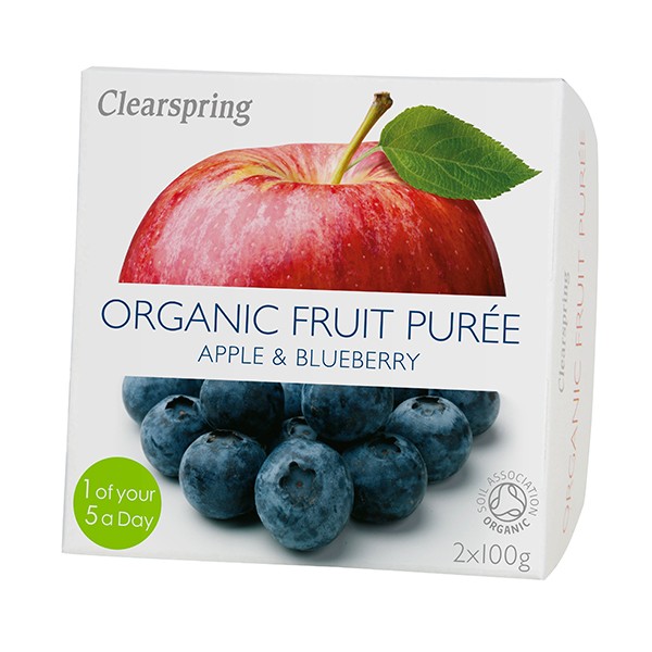 Compota de manzana y arándanos negros bio 2x100 gr