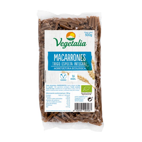 Macarrones de espelta integral bio 500mg