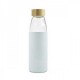 Botella de borosilicato con funda de silicona azul y tapón de bambú 500ml Botella de borosilicato con funda de silicona azul y tapón de bambú 500ml