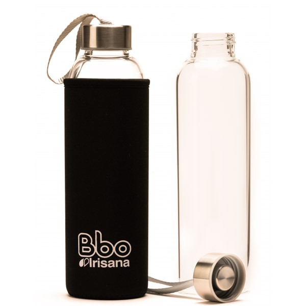 Botella de borosilicato con funda de neopreno negro 550ml Botella de borosilicato con funda de neopreno negro 550ml
