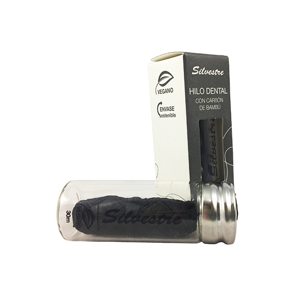 Hilo dental vegano con carbón de bambú Hilo dental vegano con carbón de bambú