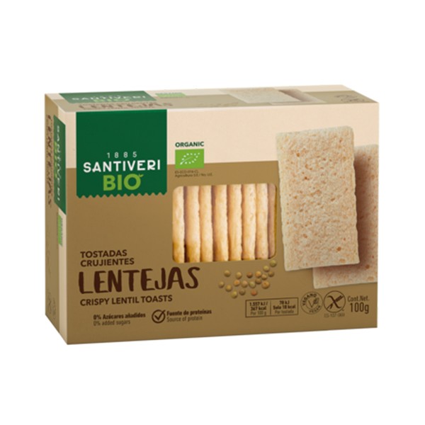 Tostadas ligeras de lenteja bio 100gr.
