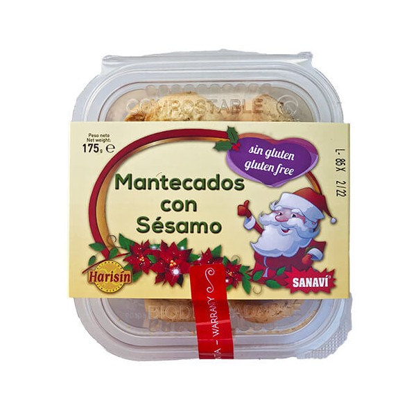 Mantecados con Sésamo Sin Gluten 175 Grs.
