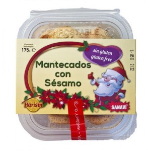 Mantecados con Sésamo Sin Gluten 175 Grs.
