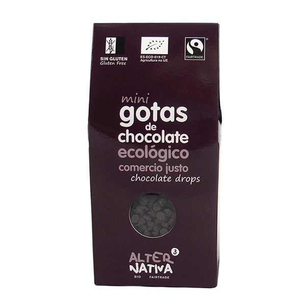Mini gotas de chocolate ecológico 225gr.