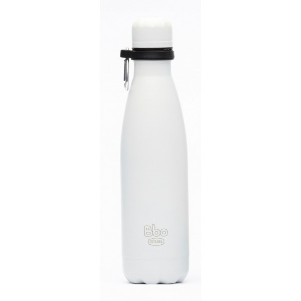 Botella termo acero inoxidable 500ml Blanco con mosquetón