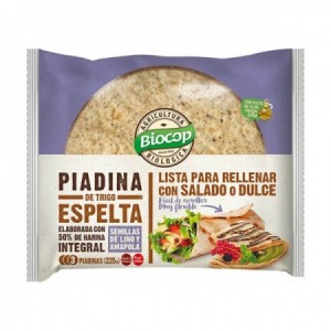 Piadina integral de trigo espelta con lino y amapola bio 225gr
