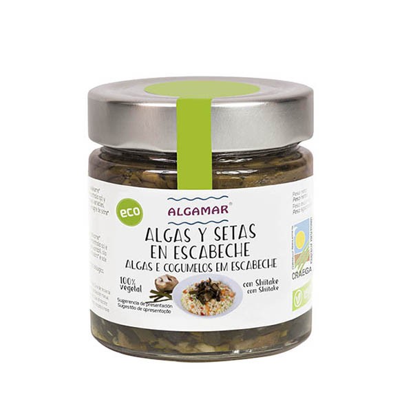 Algas y setas shiitake en escabeche bio 160gr.