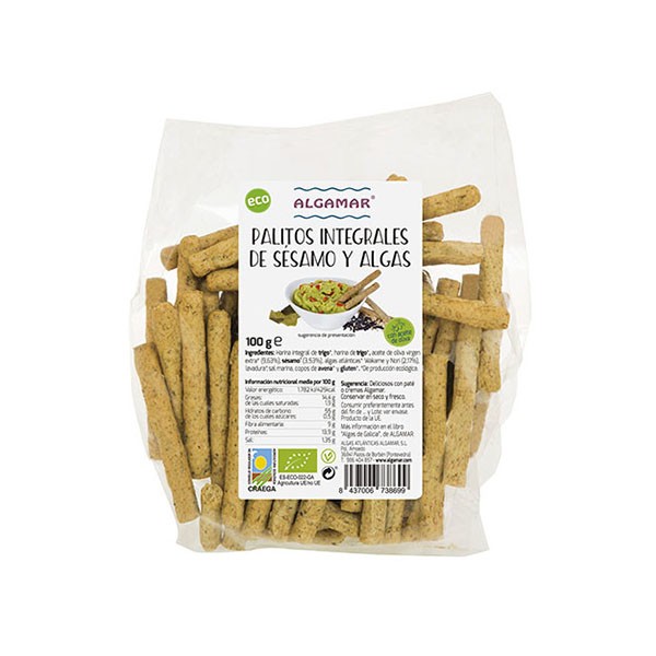 Palitos de sésamo y algas con aceite de oliva bio 110gr