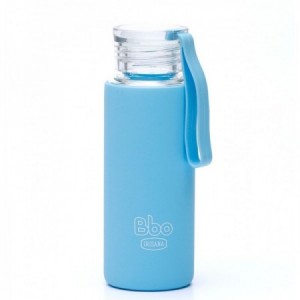 BOTELLA BOROSILICATO FUNDA SILICONA 330 Ml. - AZUL