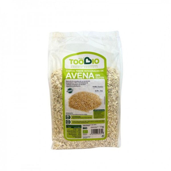 Copos de avena finos sin gluten bio 1 kg.