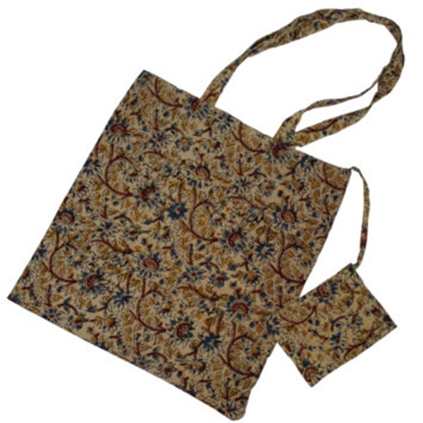 Bolsa de algodón Kalamkari Aqua Nirvana 40x40 cm