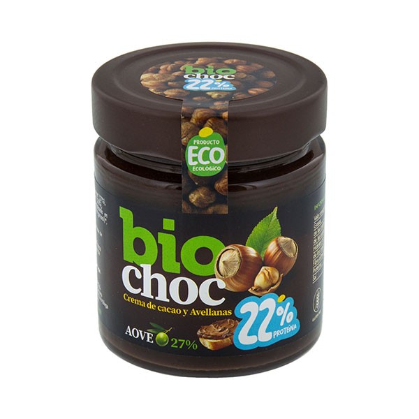 Biochoc crema de cacao con trozos de avellana 22% proteína