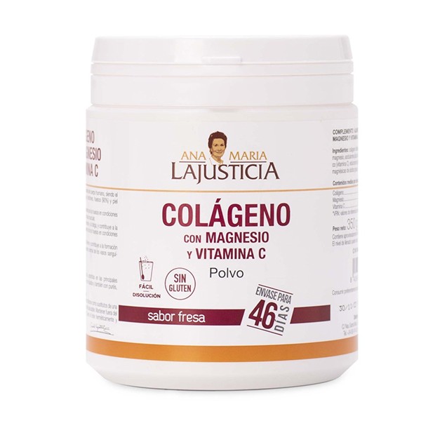 Colágeno marino con magnesio y vitamina C en polvo sabor fresa 350 g
