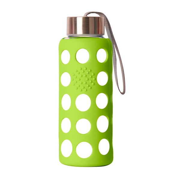 BOTELLA BOROSILICATO FUNDA SILICONA 300 Ml. - VERDE