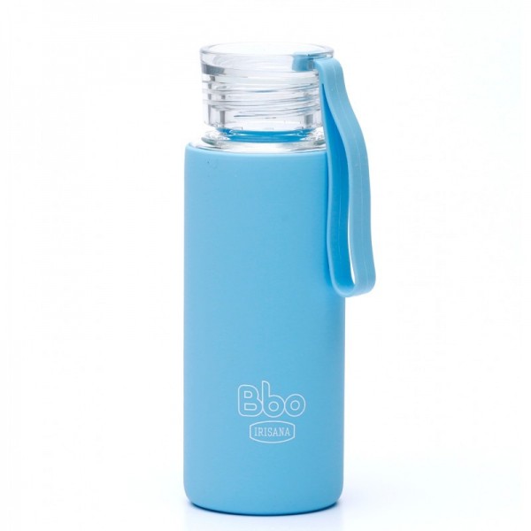 BOTELLA BOROSILICATO FUNDA SILICONA 330 Ml. - AZUL