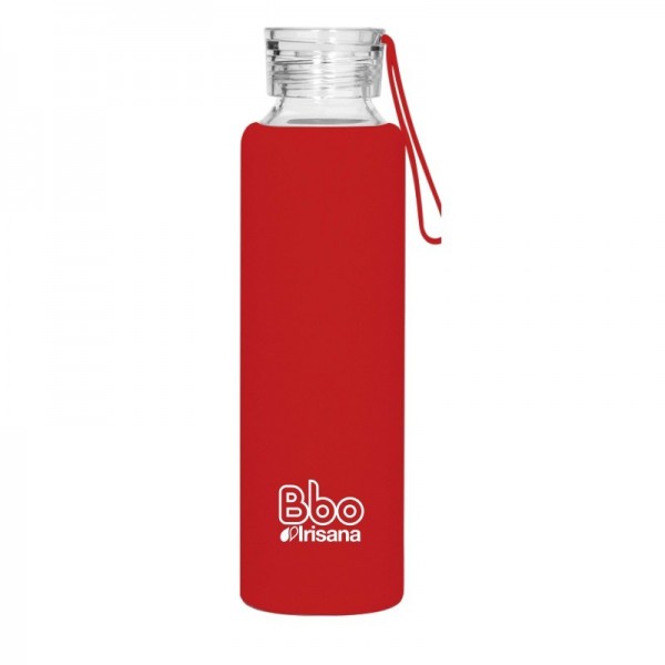 BOTELLA BOROSILICATO FUNDA SILICONA 550 ML. - ROJO