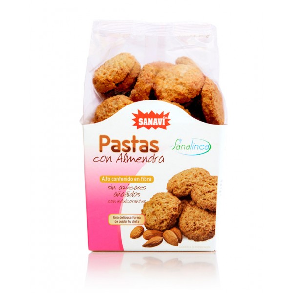 Pastas integrales con almendra sin azúcares 250 gr.