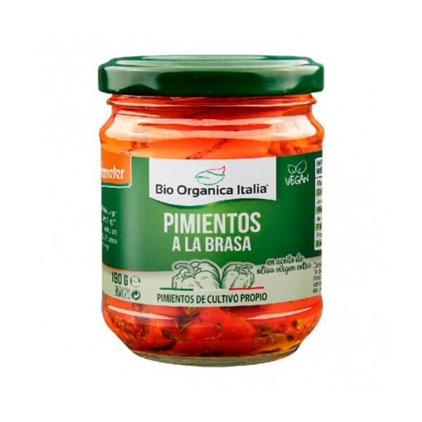 Pimientos a la brasa en aceite bio 190gr