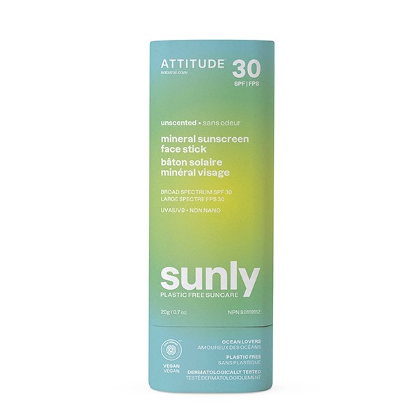 ATTITUDE-SOLAR PLASTIC FREE FACE STICK SPF 30 (SIN FRAGANCIA) 20 Grs. - BIO