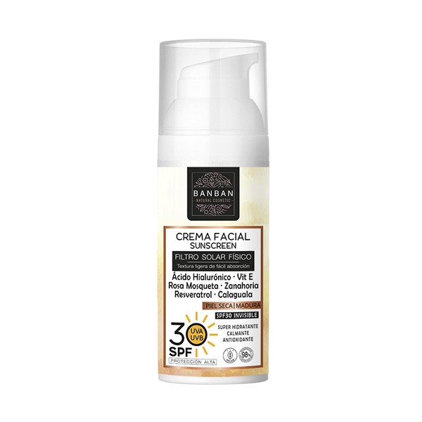 Crema Facial Filtro Solar Físico SPF30 Piel Seca y Madura