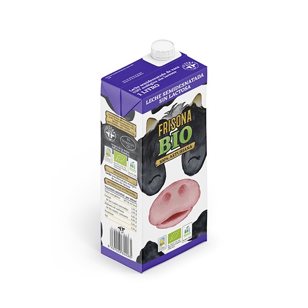 Leche semidesnatada de vaca sin lactosa bio 1L