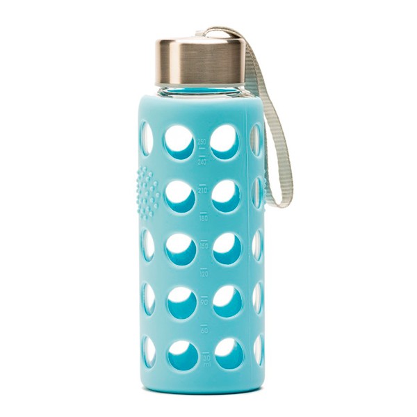 BOTELLA BOROSILICATO FUNDA SILICONA 300 Ml. - AZUL