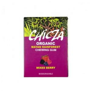 Chicle orgánico biodegradable sabor frutas del bosque