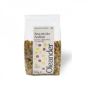 Aros tricolor Andinos de arroz quinoa y verduras bio 500gr