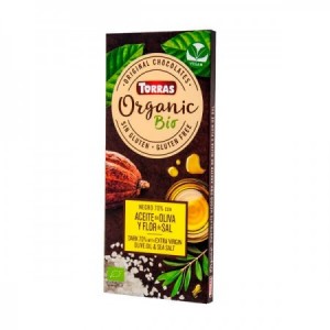 Chocolate negro 70% con aceite de oliva y flor de sal bio 100gr