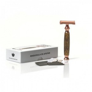 Maquinilla de afeitar de bambú color rosa
